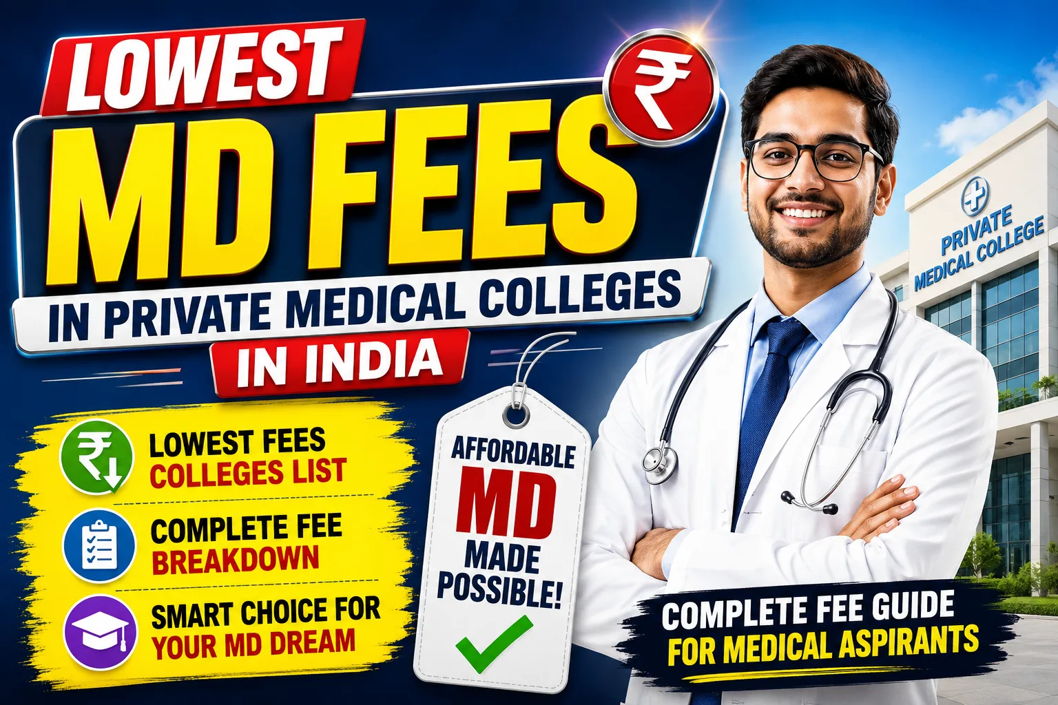 Lowest MD Fees in Private Medical Colleges in India: Complete Fee Guide for Medical Aspirants